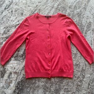 Cable & Gauge Cardigan w/ Buttons in Bright Bold Pink Womens Medium